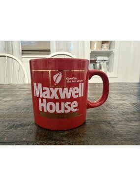 Vintage Red Maxwell House Instant Coffee Cup Kitchen Decor